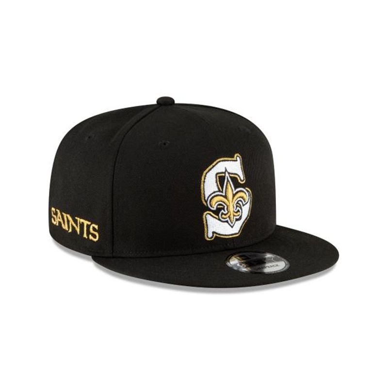 NFL New Orleans Saints Logo Mix 9Fifty Snapback (FJO9794) - Black New Era Caps